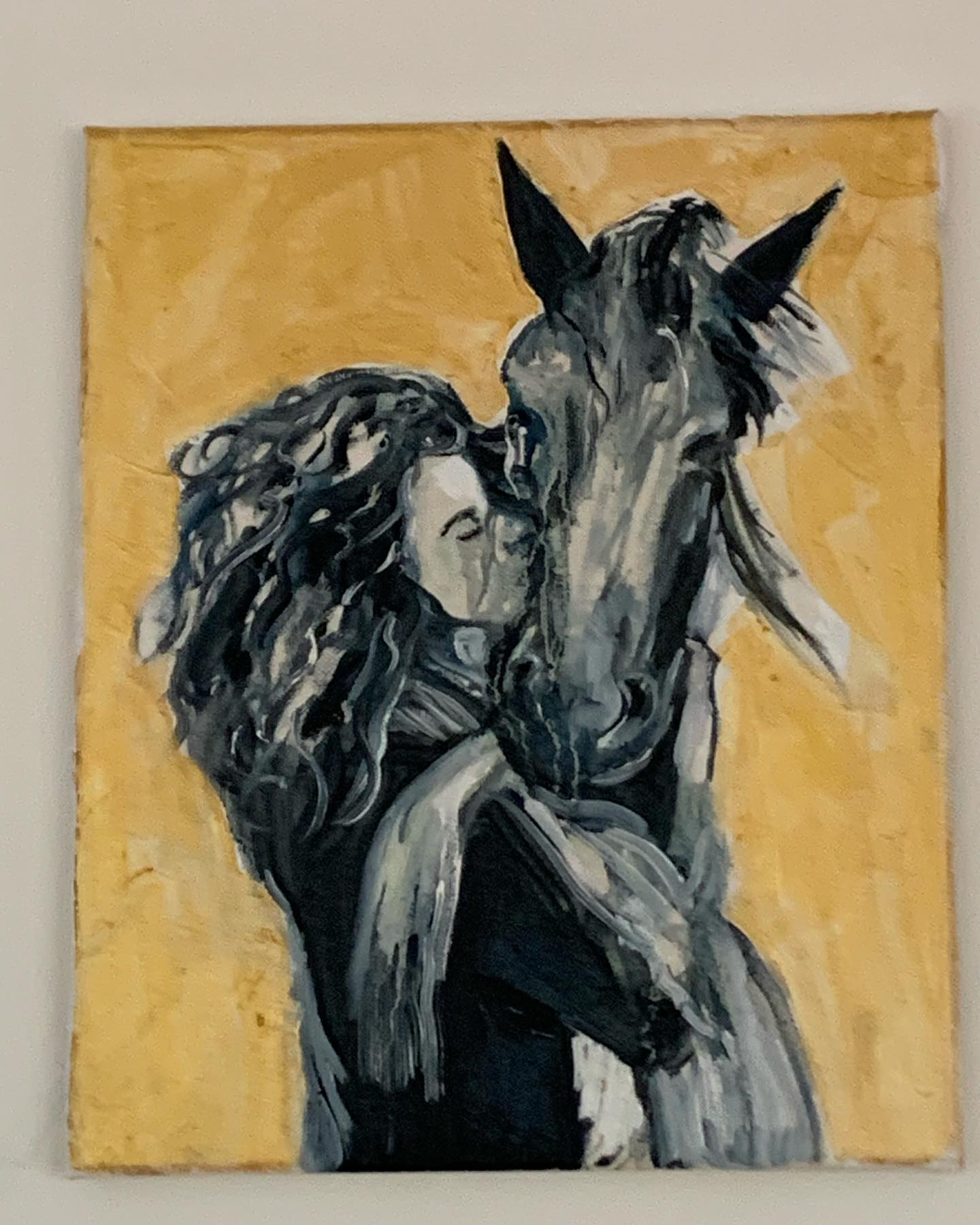 Stunning original acrylic and oil painting on canvas golden background available...