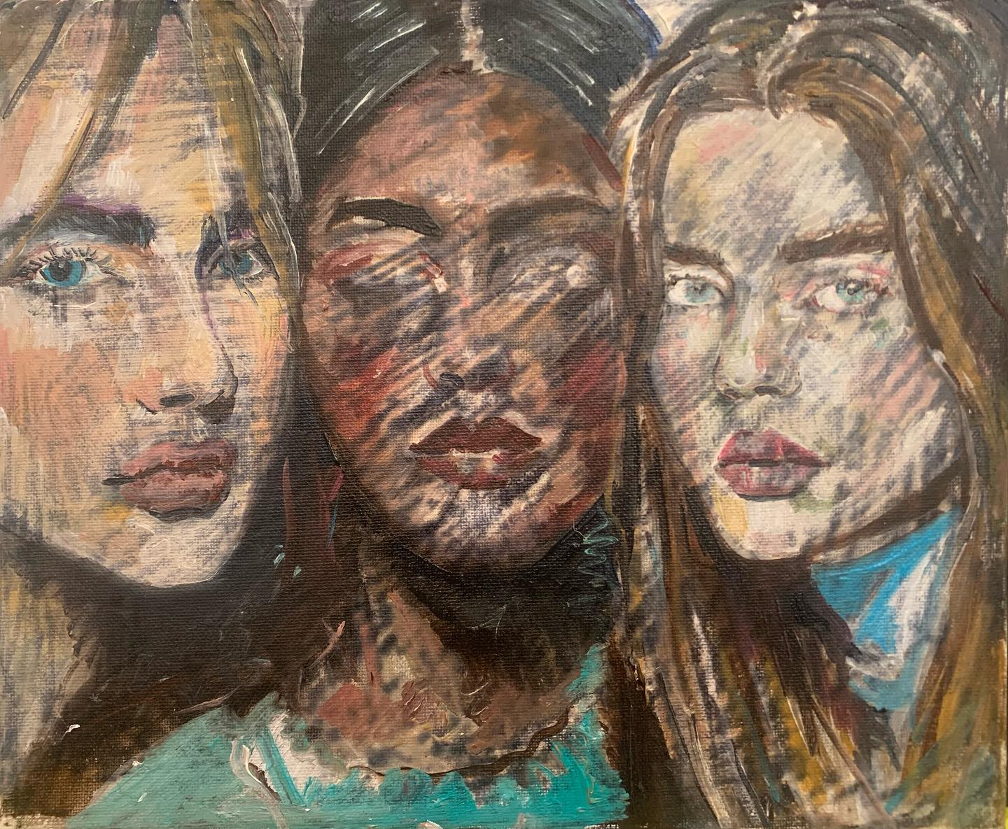 Stunning painting of three imperfectly beautiful girls original for sale ! It co...