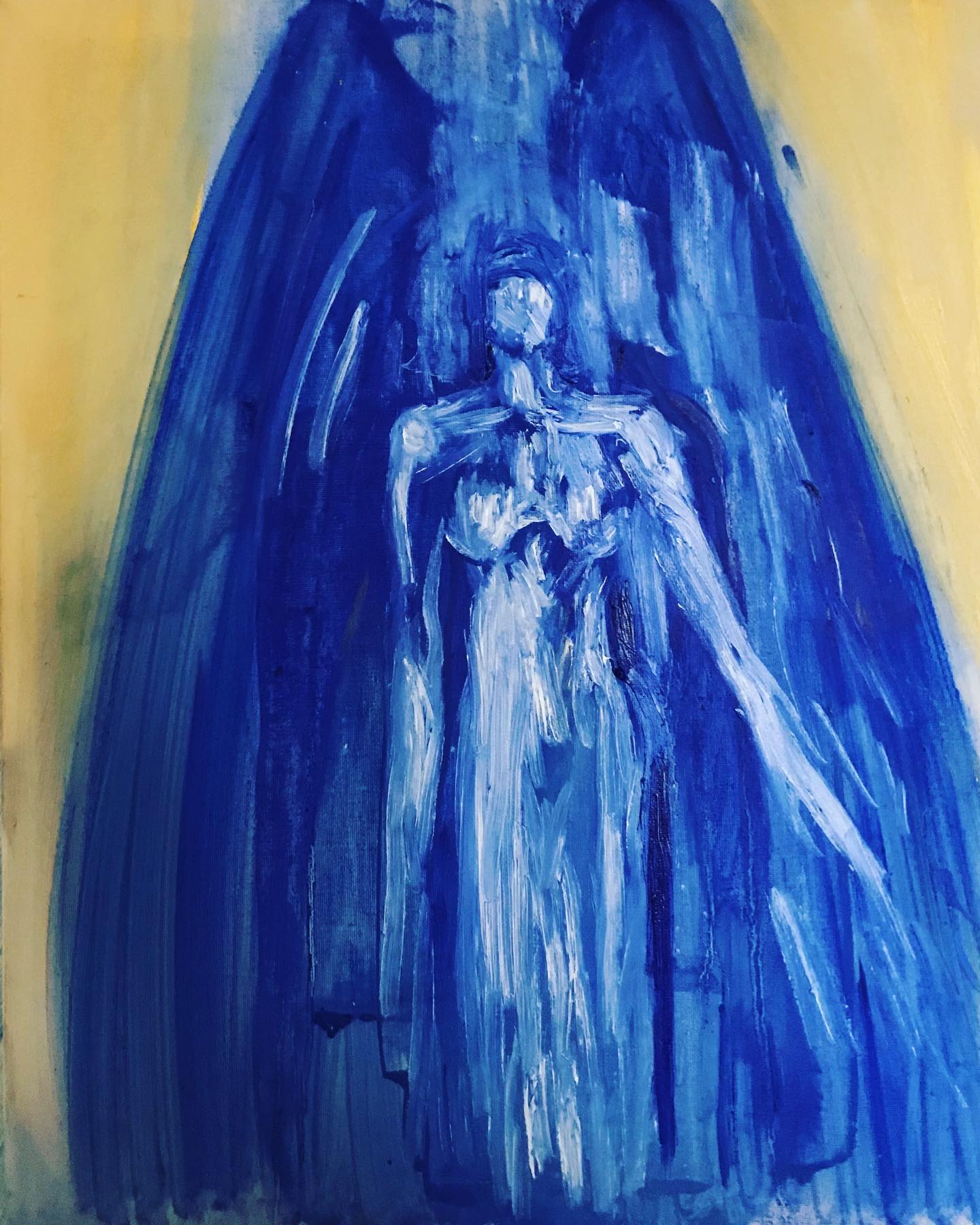 Working with gold blue and white sometimes a simplified palette is more affectiv...