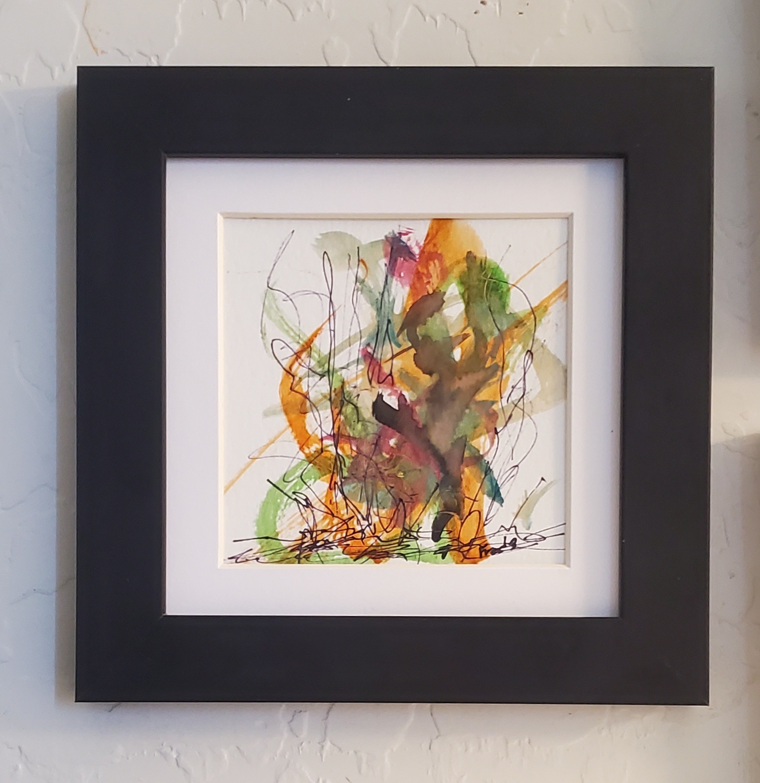 First Light is a small watercolor, just 4 by 4 inches, matted to around 5 by 5....
