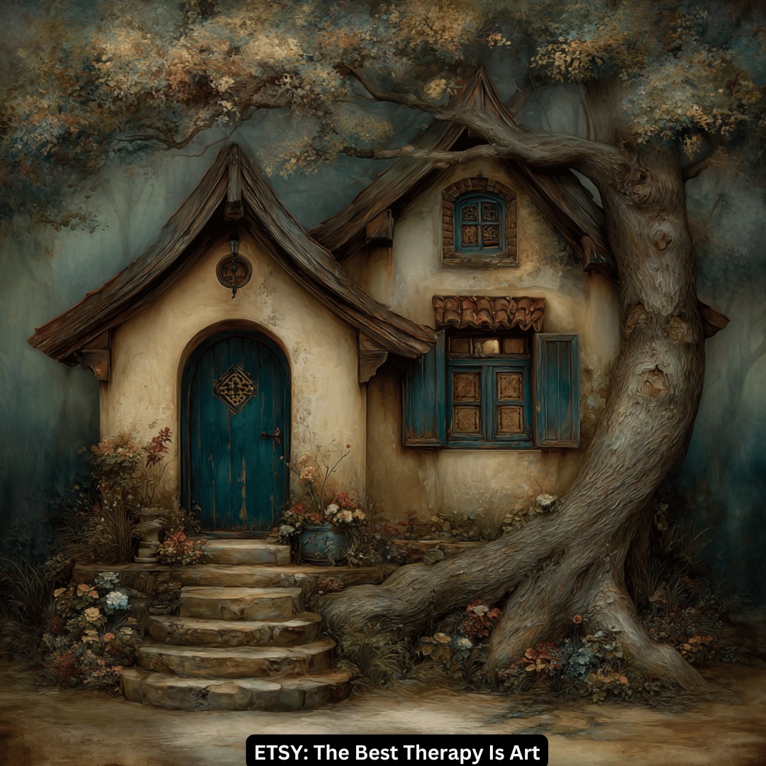 This artwork 23 piece collection features enchanting storybook cottages nestled...