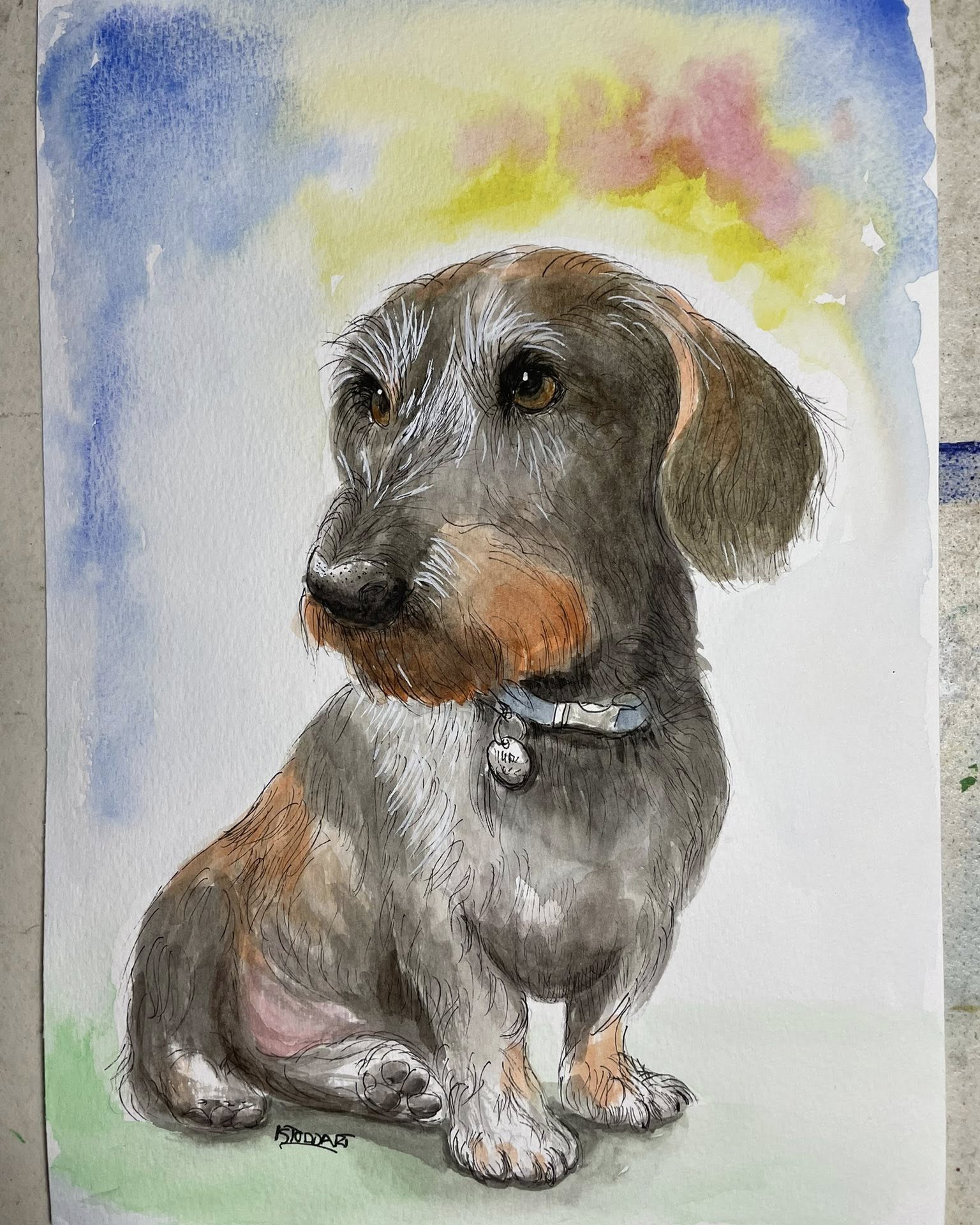 Creating a portrait of a much loved pet is so satisfying. This is a mixed media...