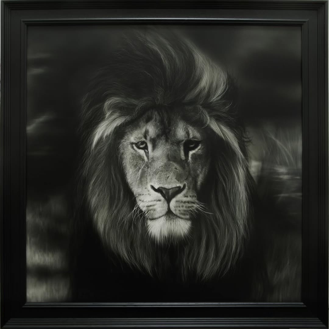 "Dark Skies" Original art, 24x24 inch, framed painted on clay covered panel with...