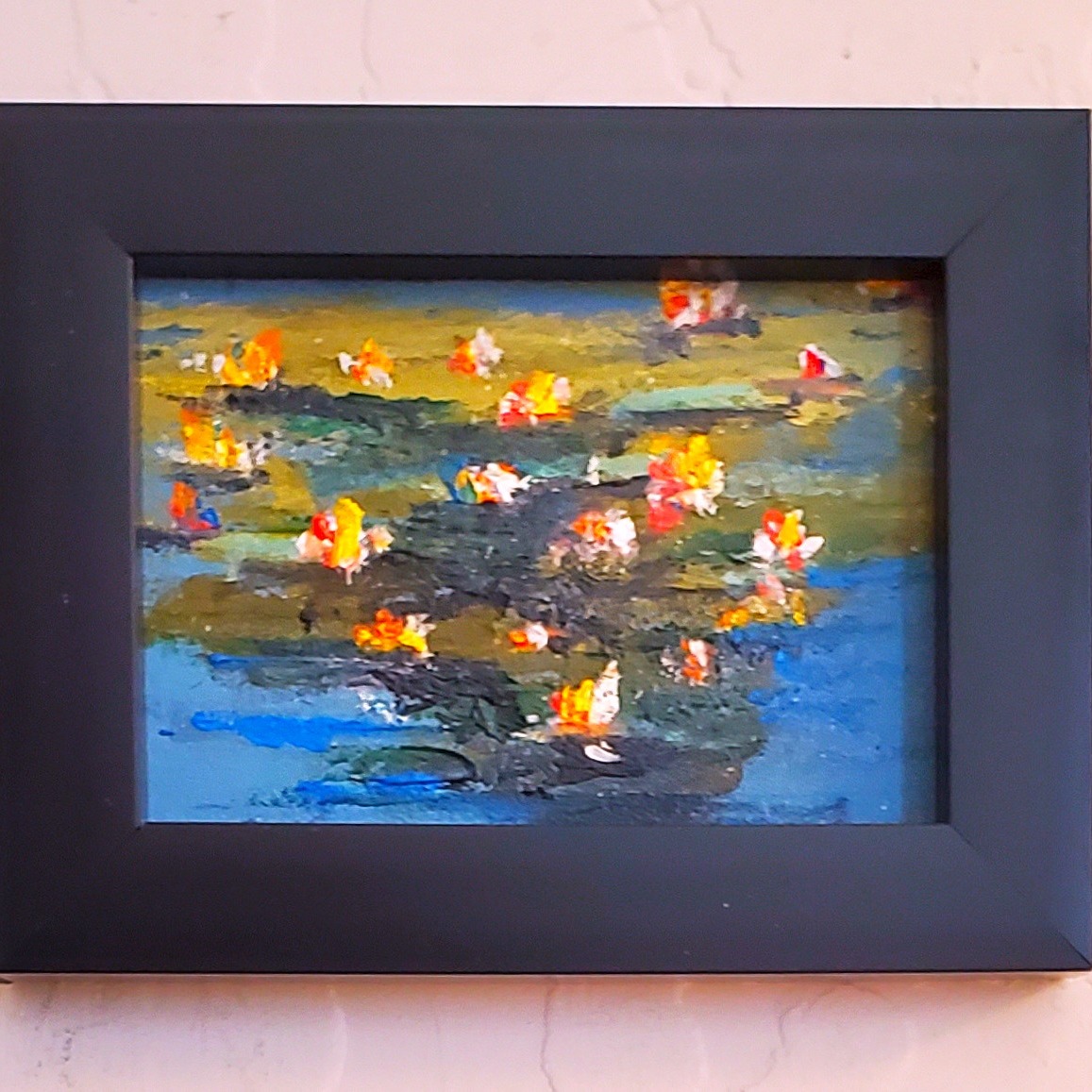Waterlilies 2 1/2 x 3 1/2 oil