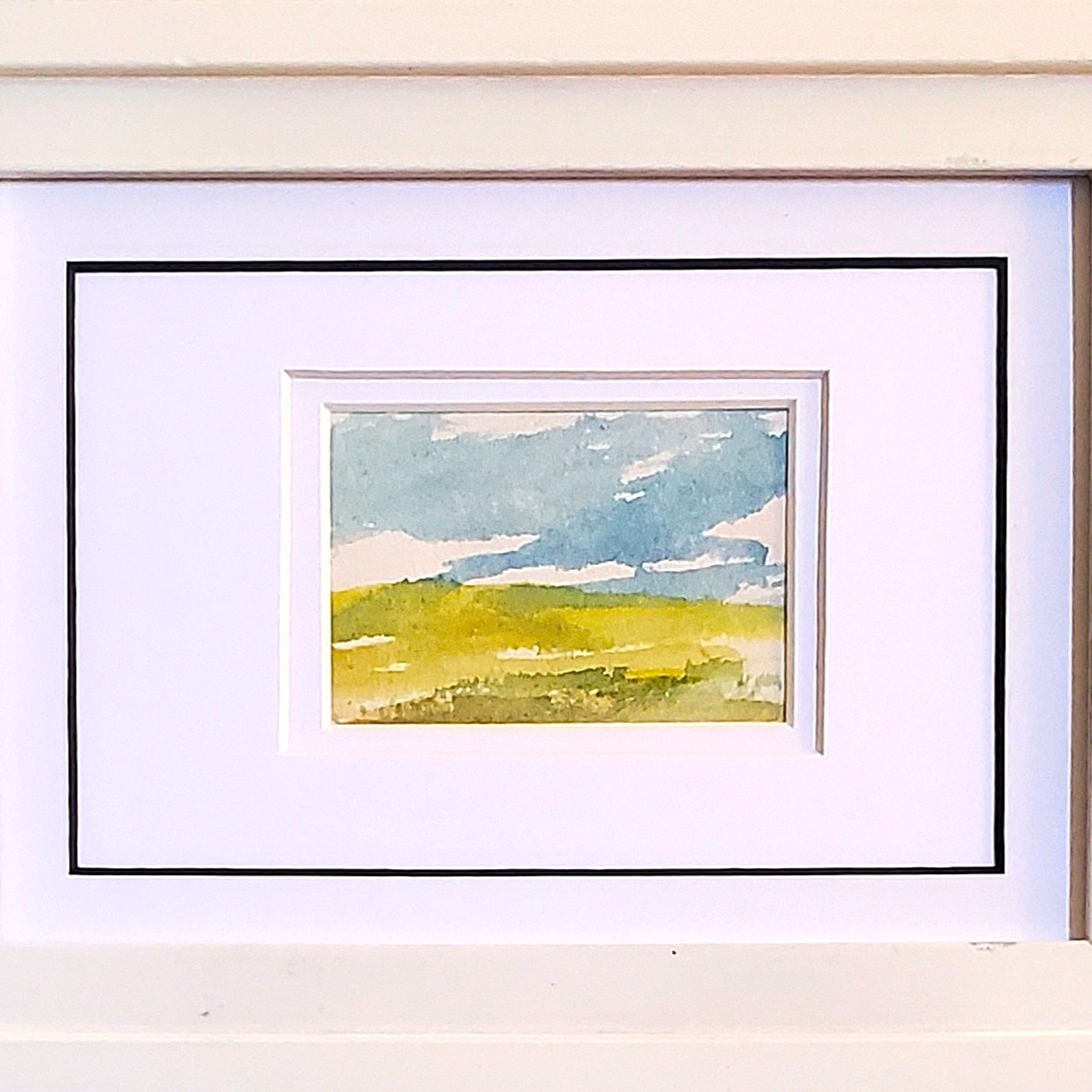 Up Country a 2x3 inch watercolor with multiple mats to 5x7 inches. Framed size 6...