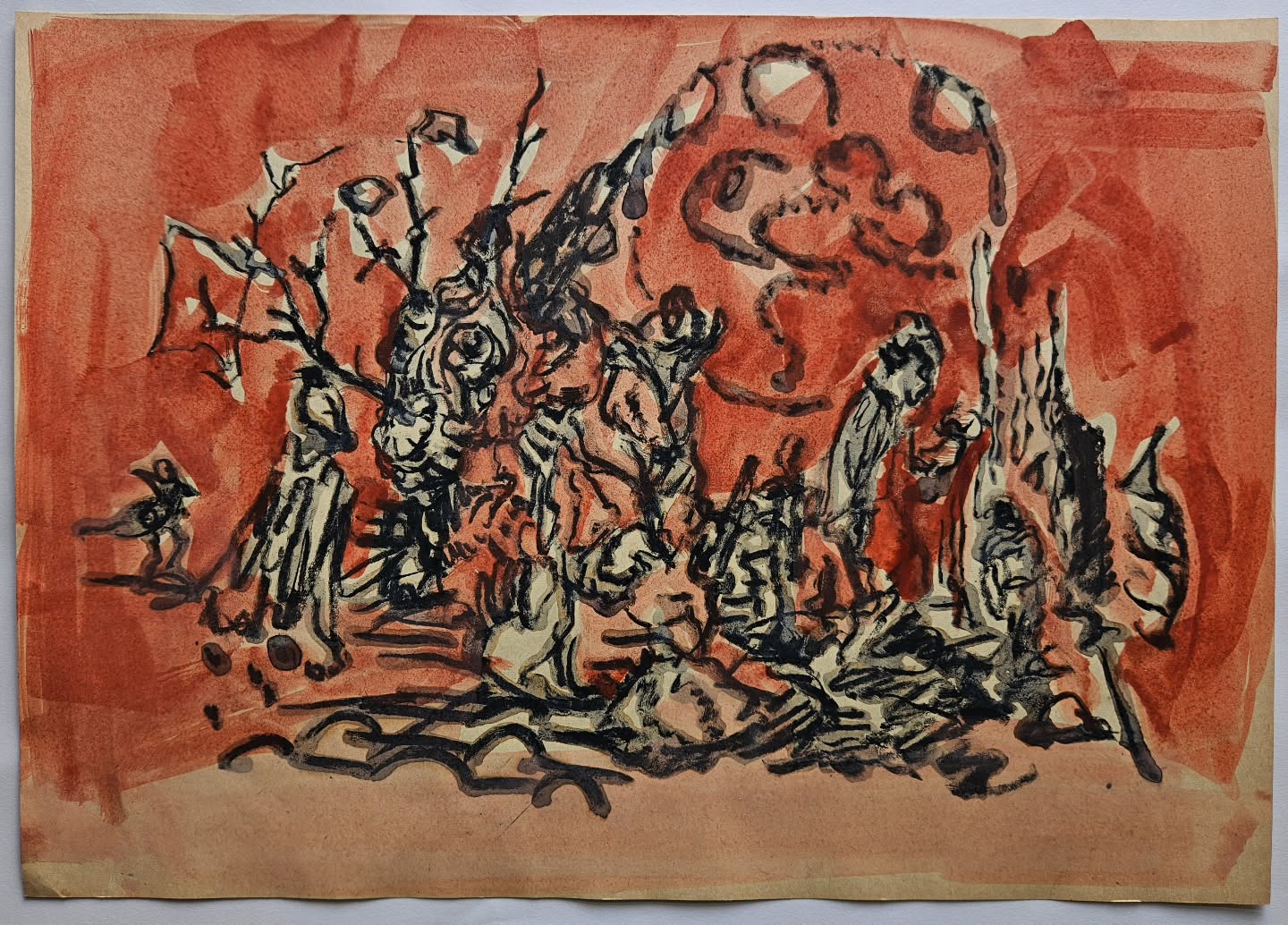 October Run Through

Charcoal and acrylic wash on buff paper

#procession #r...