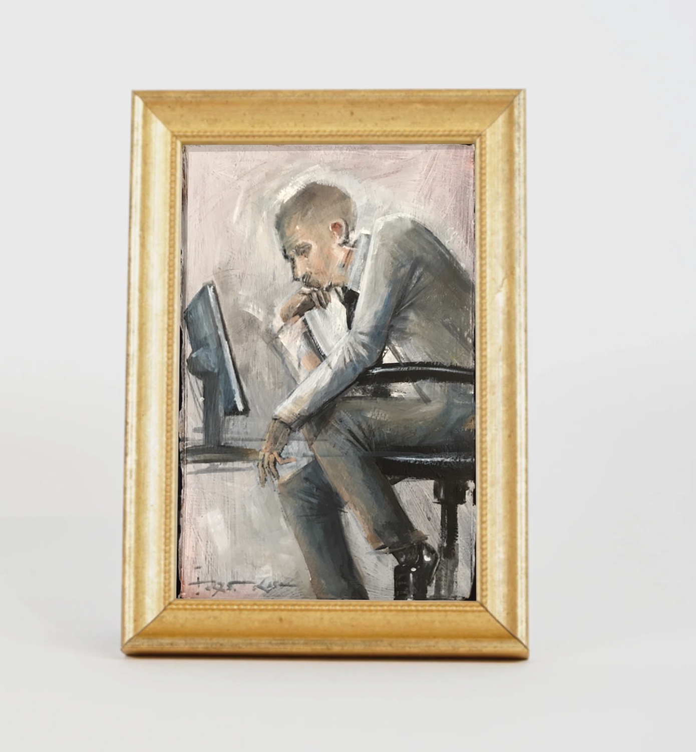 A small, detailed painting completed in 2025. Shipped without the frame.