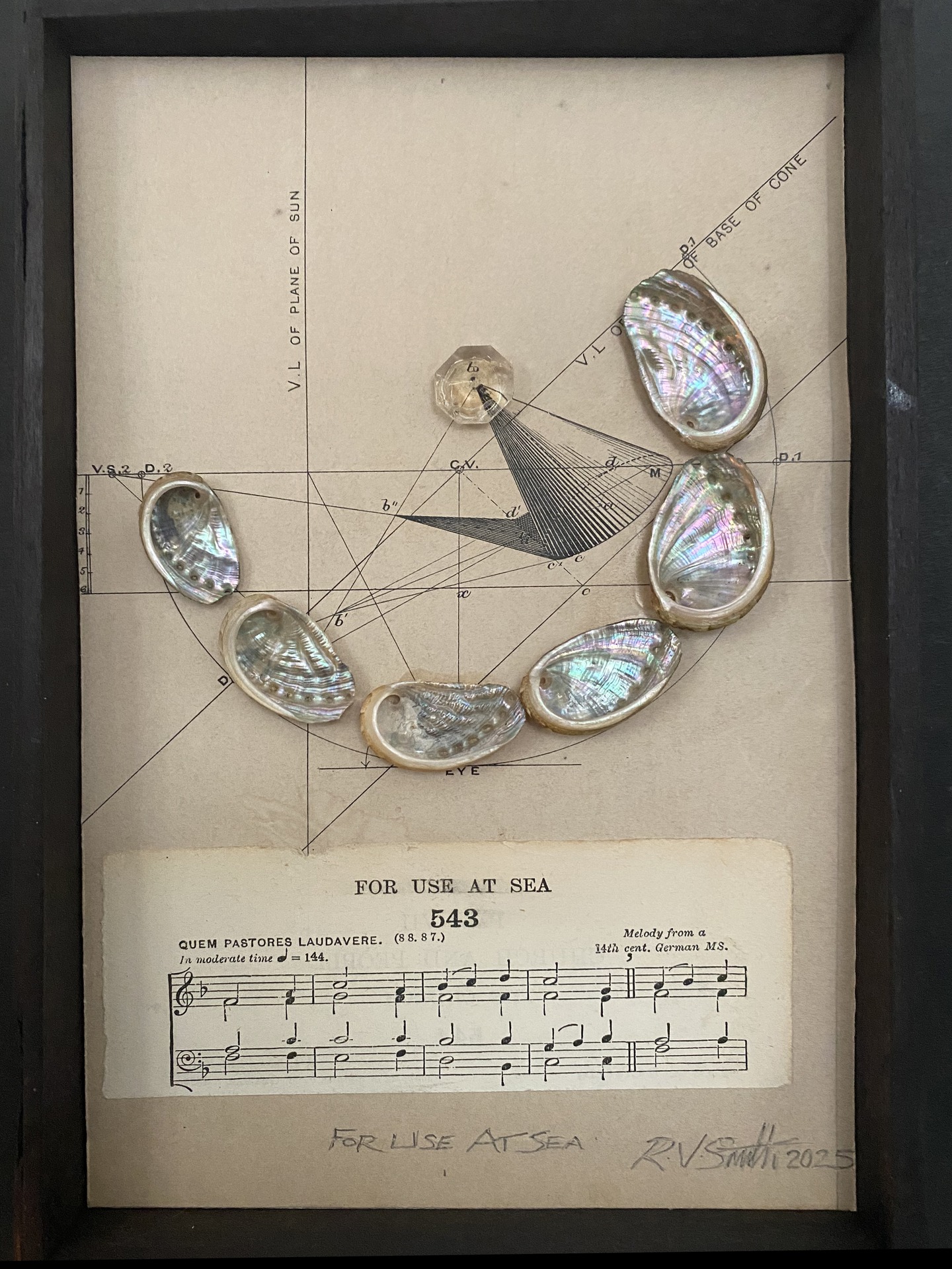 Various Content - 
Original Vintage Geometry Print +
Abalone Shells +
Vintage...