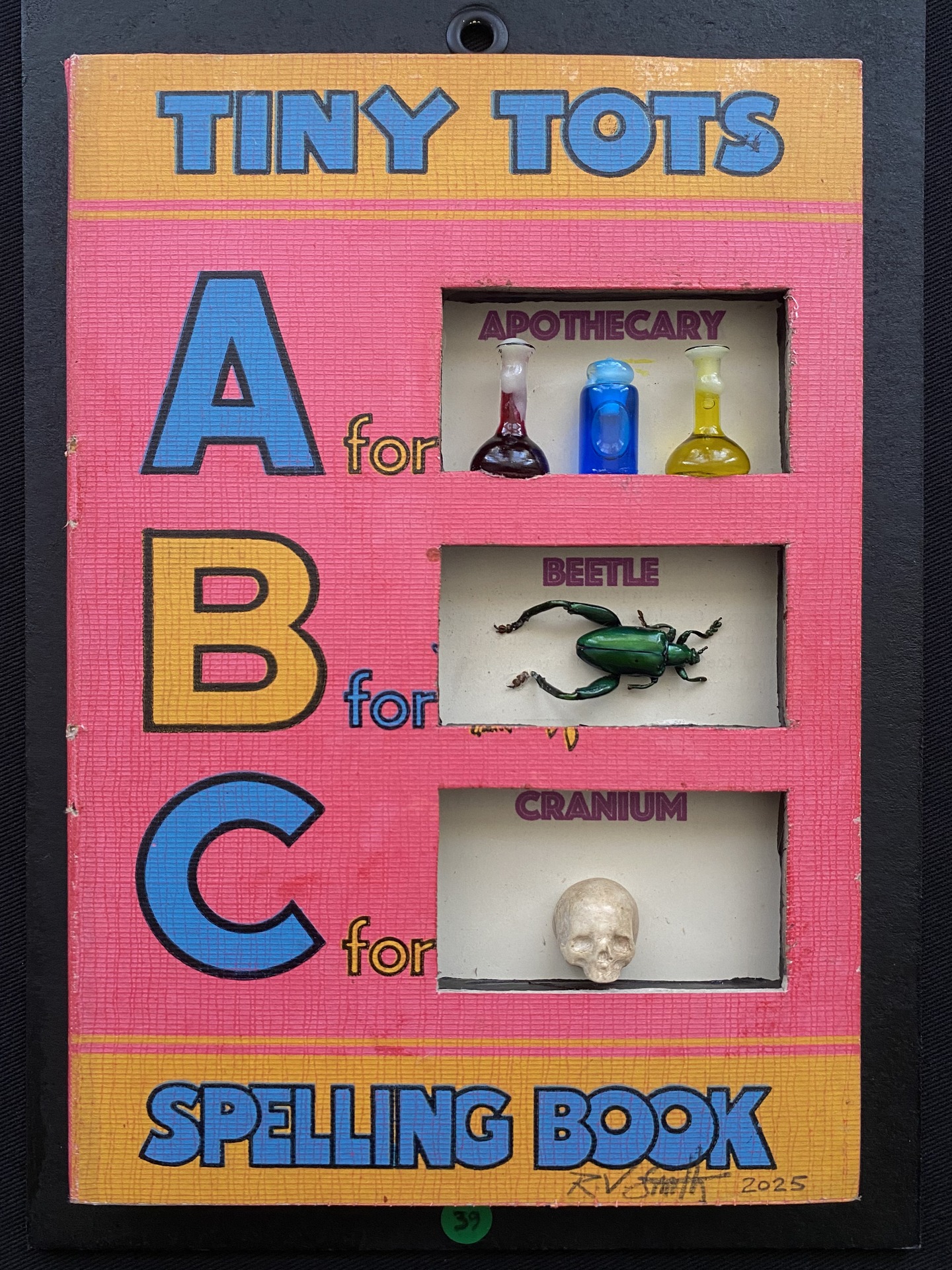 Vintage Hardback Book +
Miniature Lab Glass +
Beetle +
Plaster Skull +
Print...