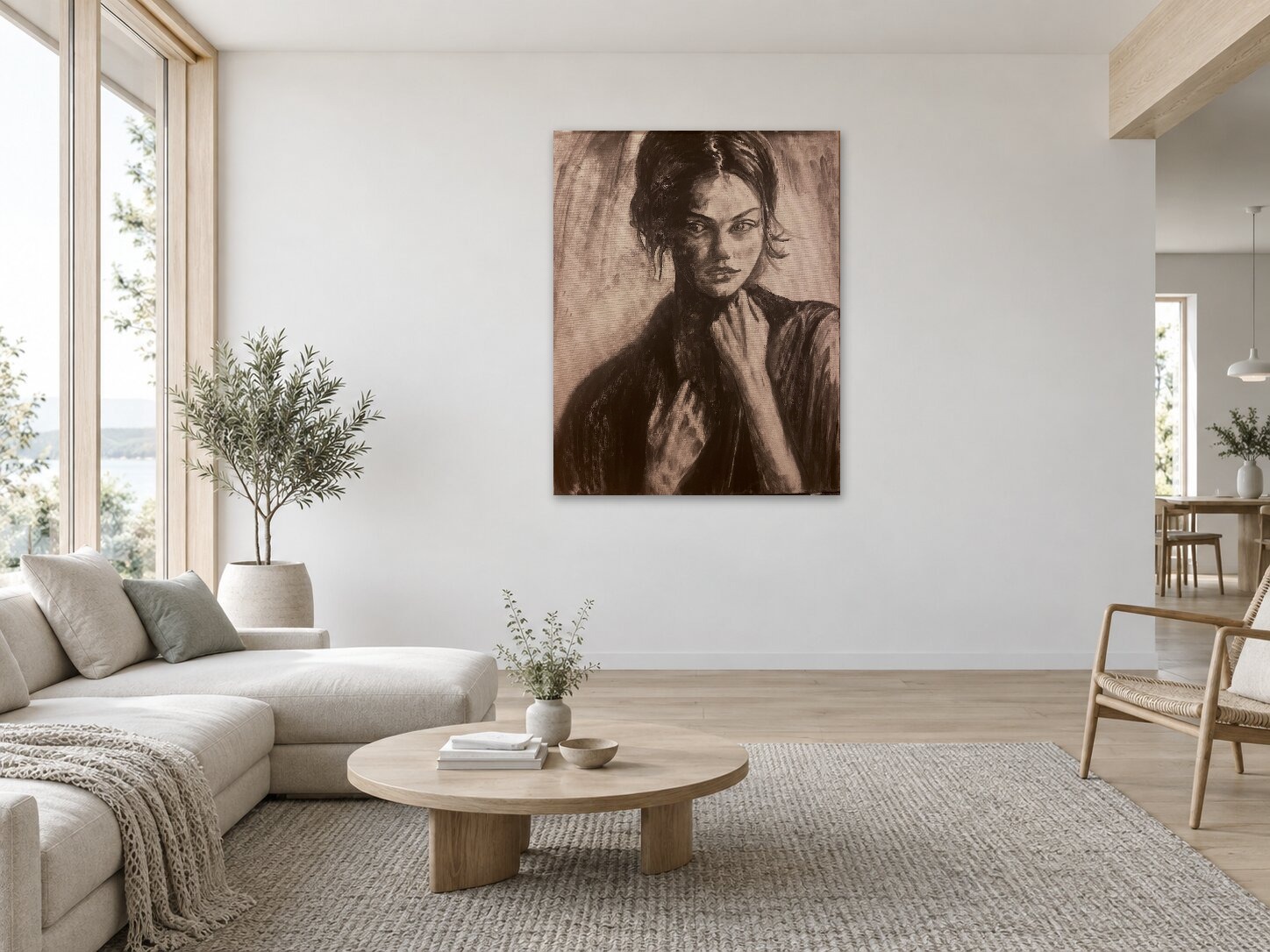 Charcoal on canvas.