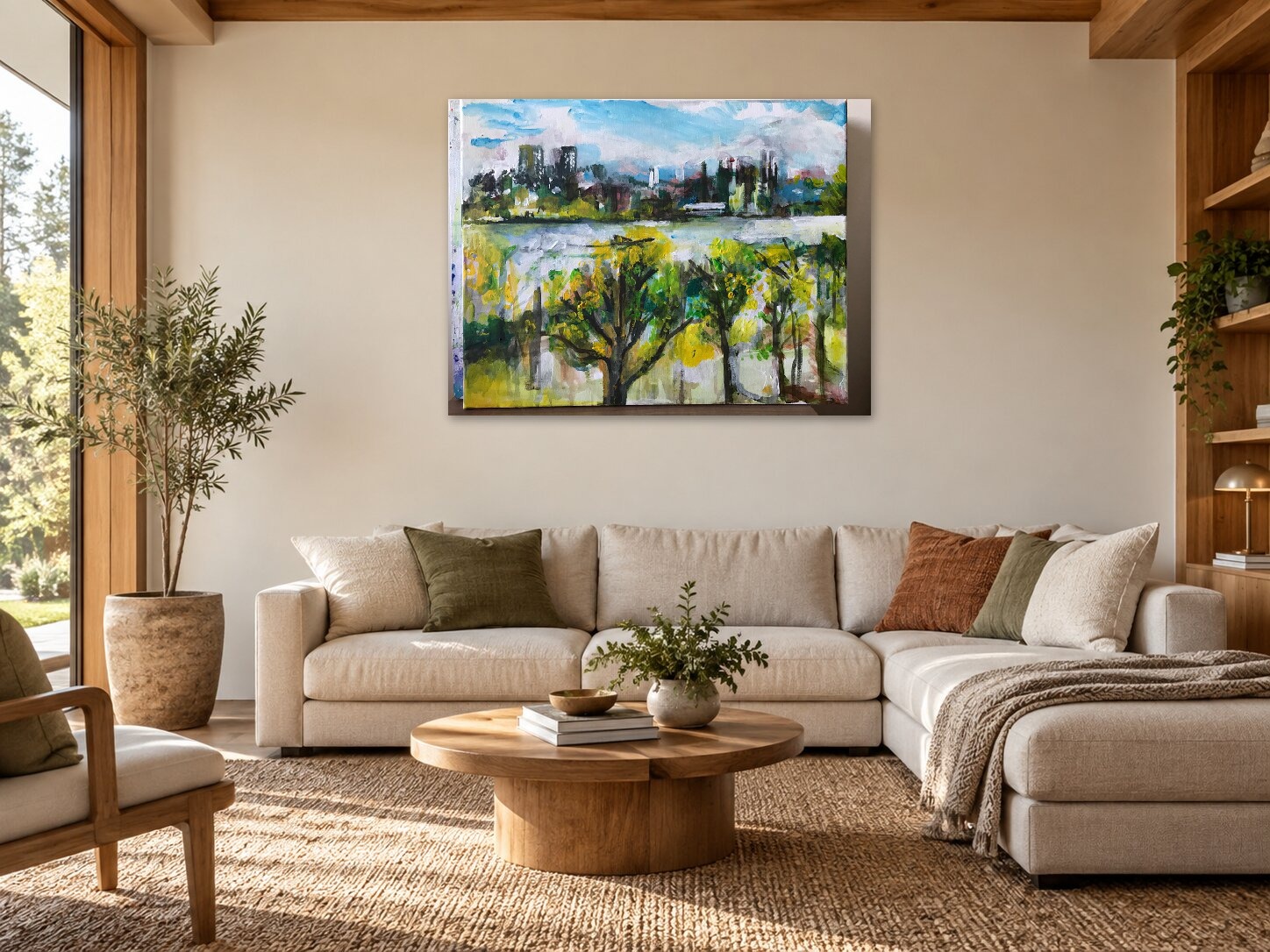 Southwesterly View of Thames from the balcony. Acrylic on Canvas,