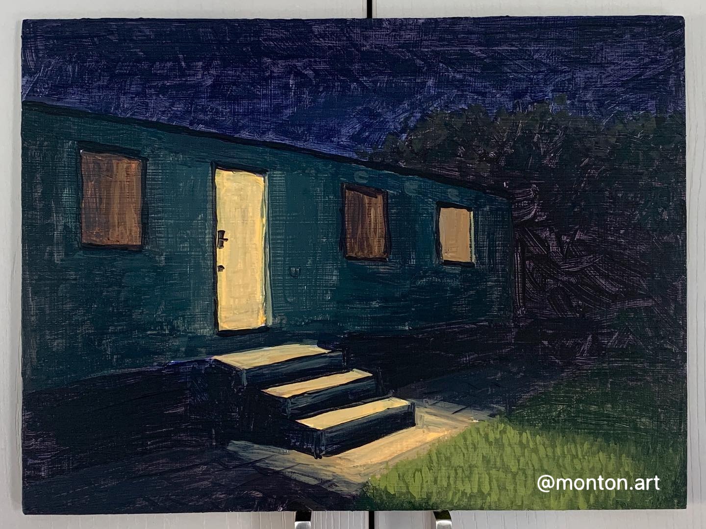 Caravan steps, 12x9” acrylic on wood panel. Available, DM me. Will go up on my w...