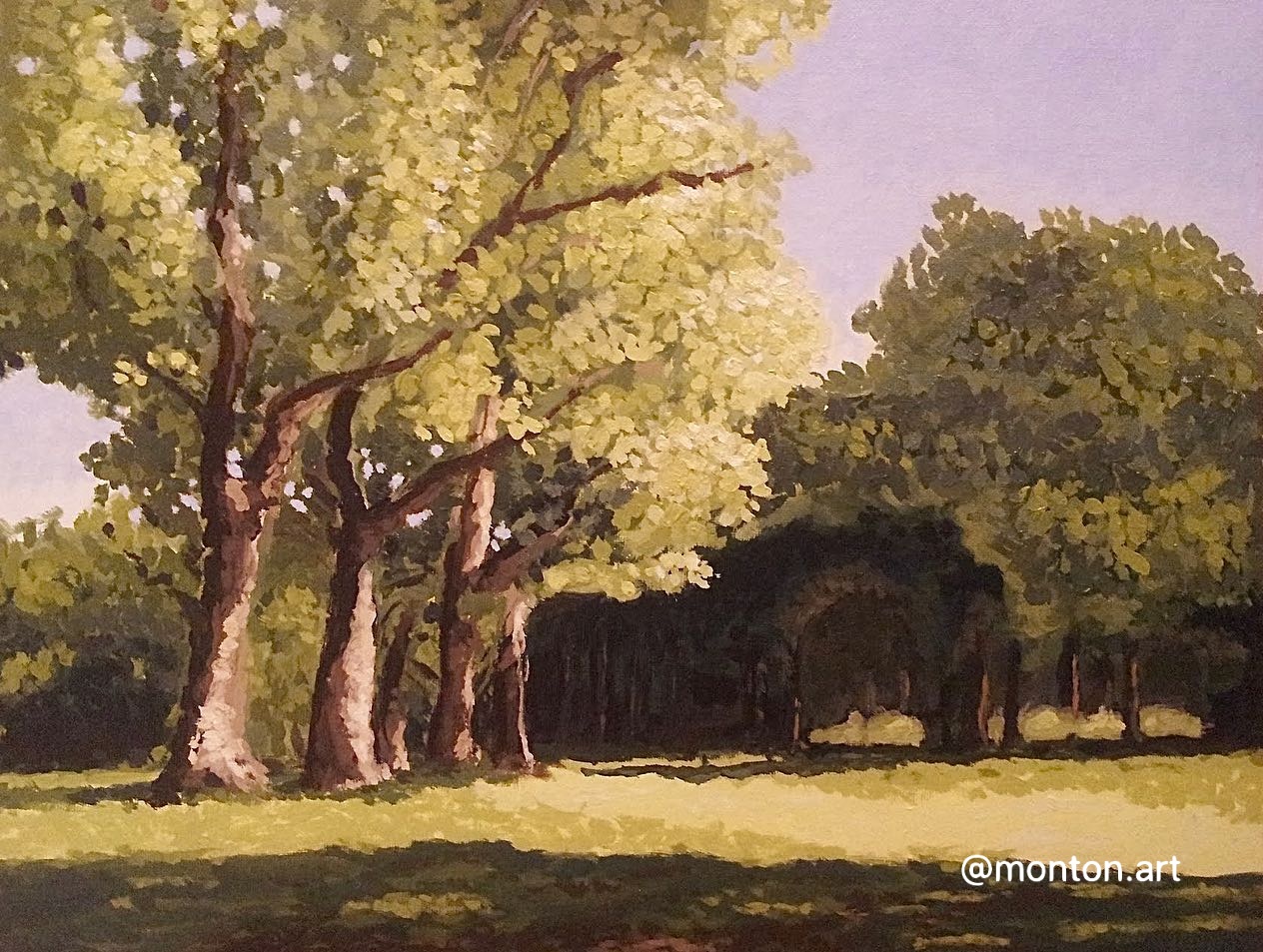 Spanish trees. Acrylic on board. Painted a few years ago. Swipe for progress pic...