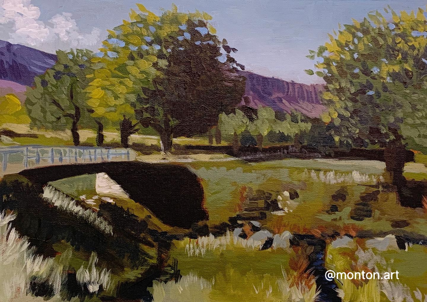 🔴 SOLD. Dovestones reservoir series. Acrylic on canvas board, 14x11”. A quick s...