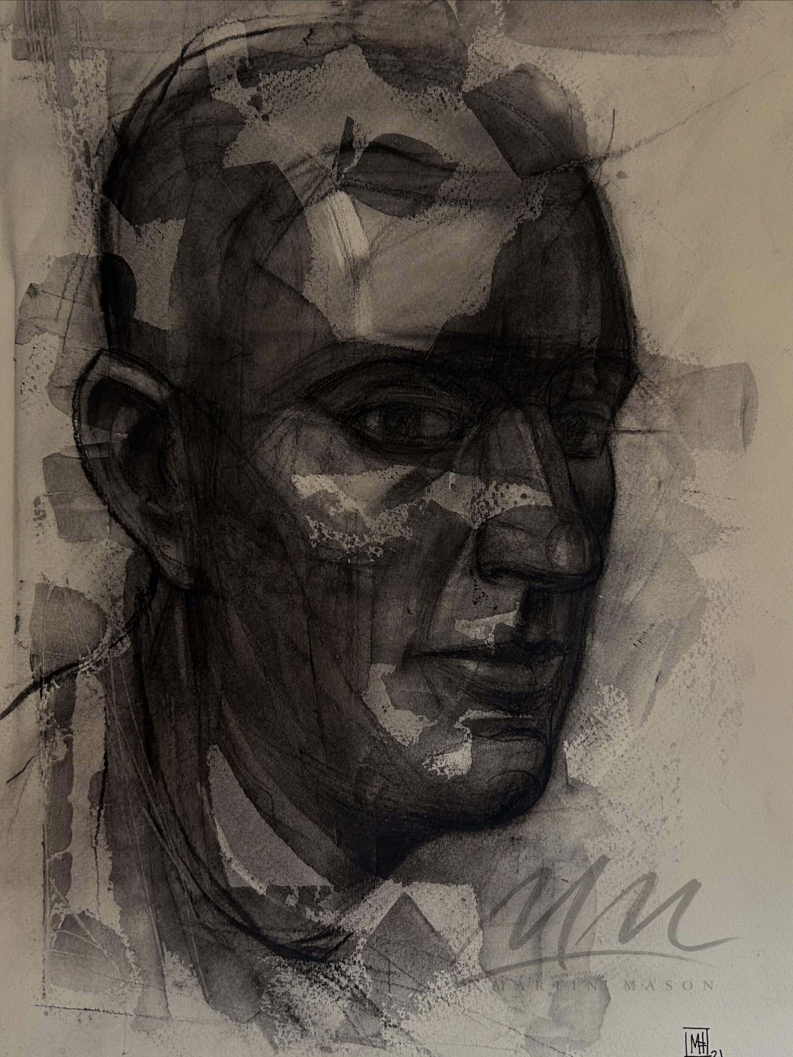 “Mixed Media Head Study”

Charcoal and clear acrylic gesso on paper 36 x 25 cm...