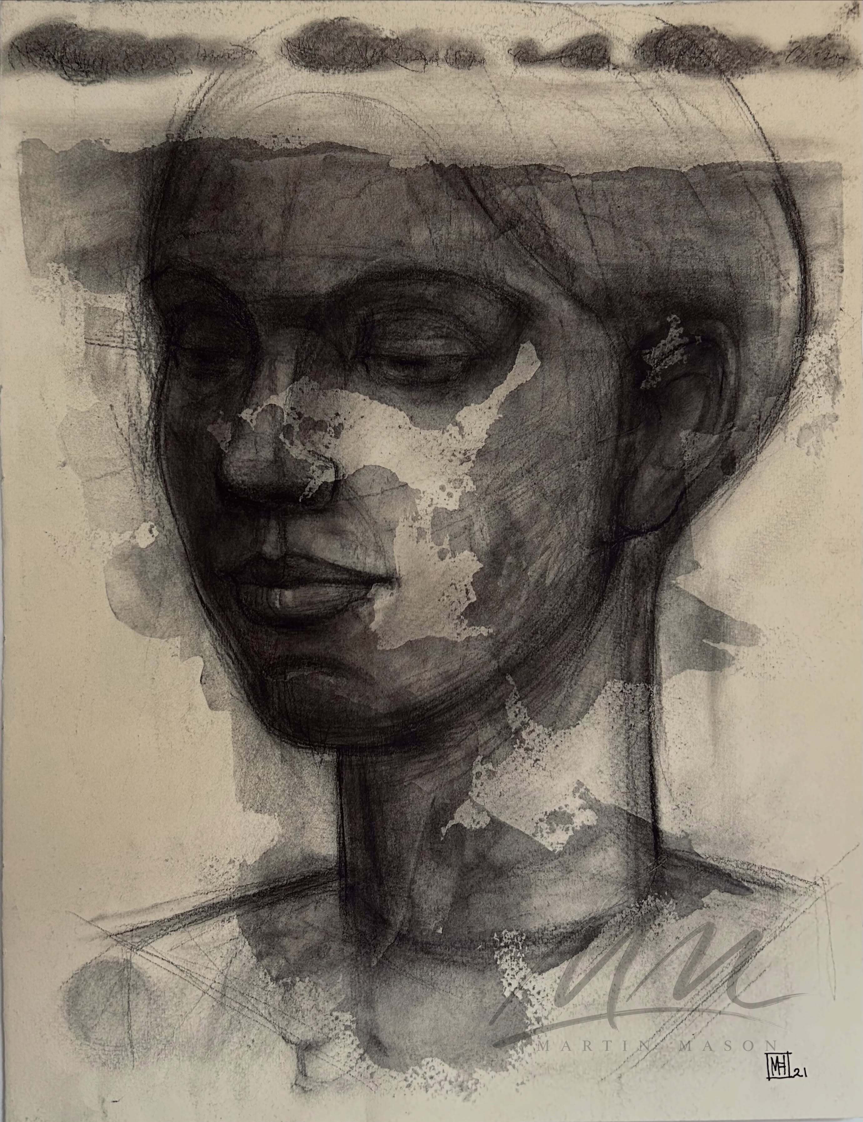 “Mixed Media Head Study”

Charcoal and clear acrylic gesso on paper 33 x 25 cm...