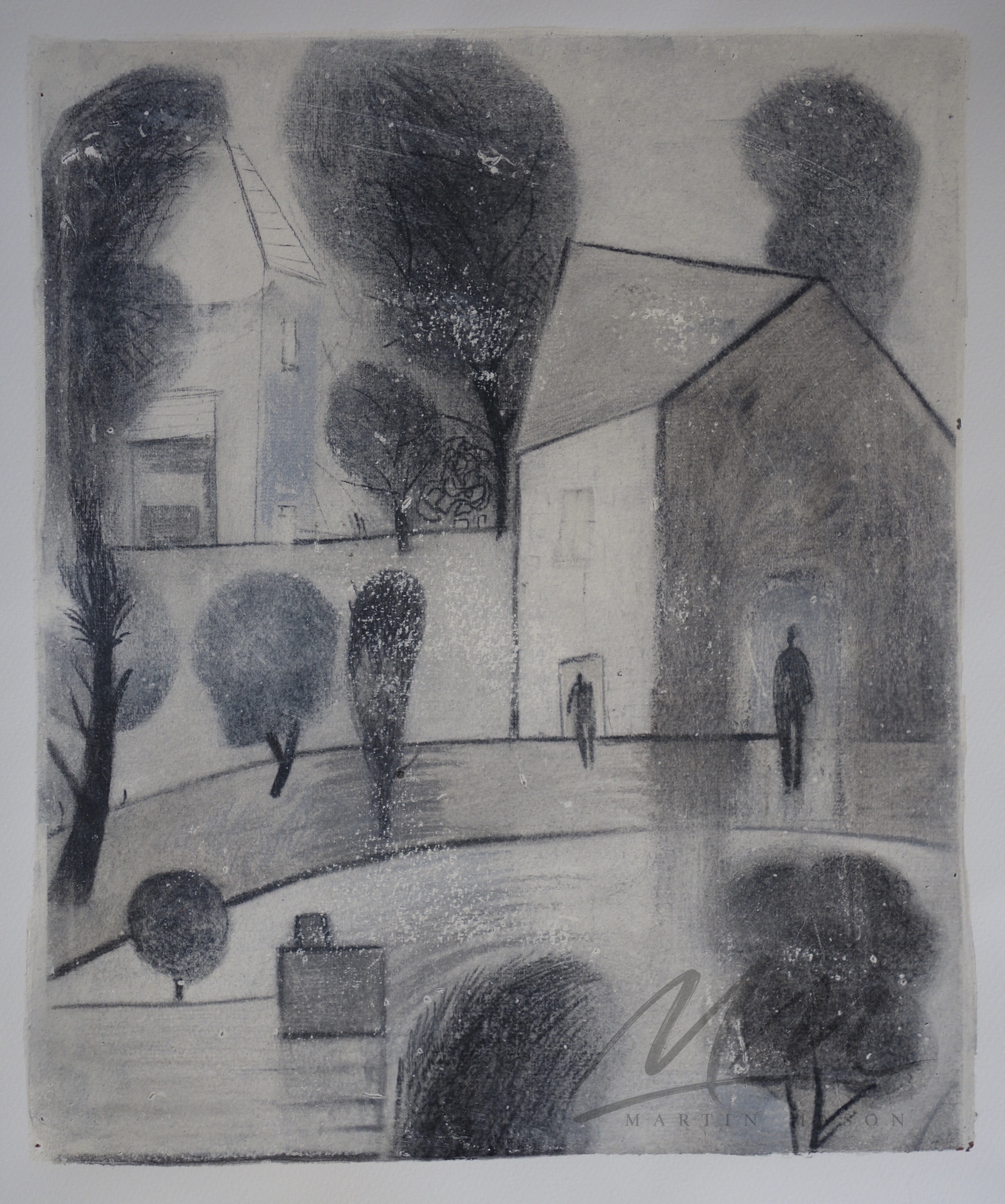 "Passage" Pastel Mono print, image size 12 x 14 inches.