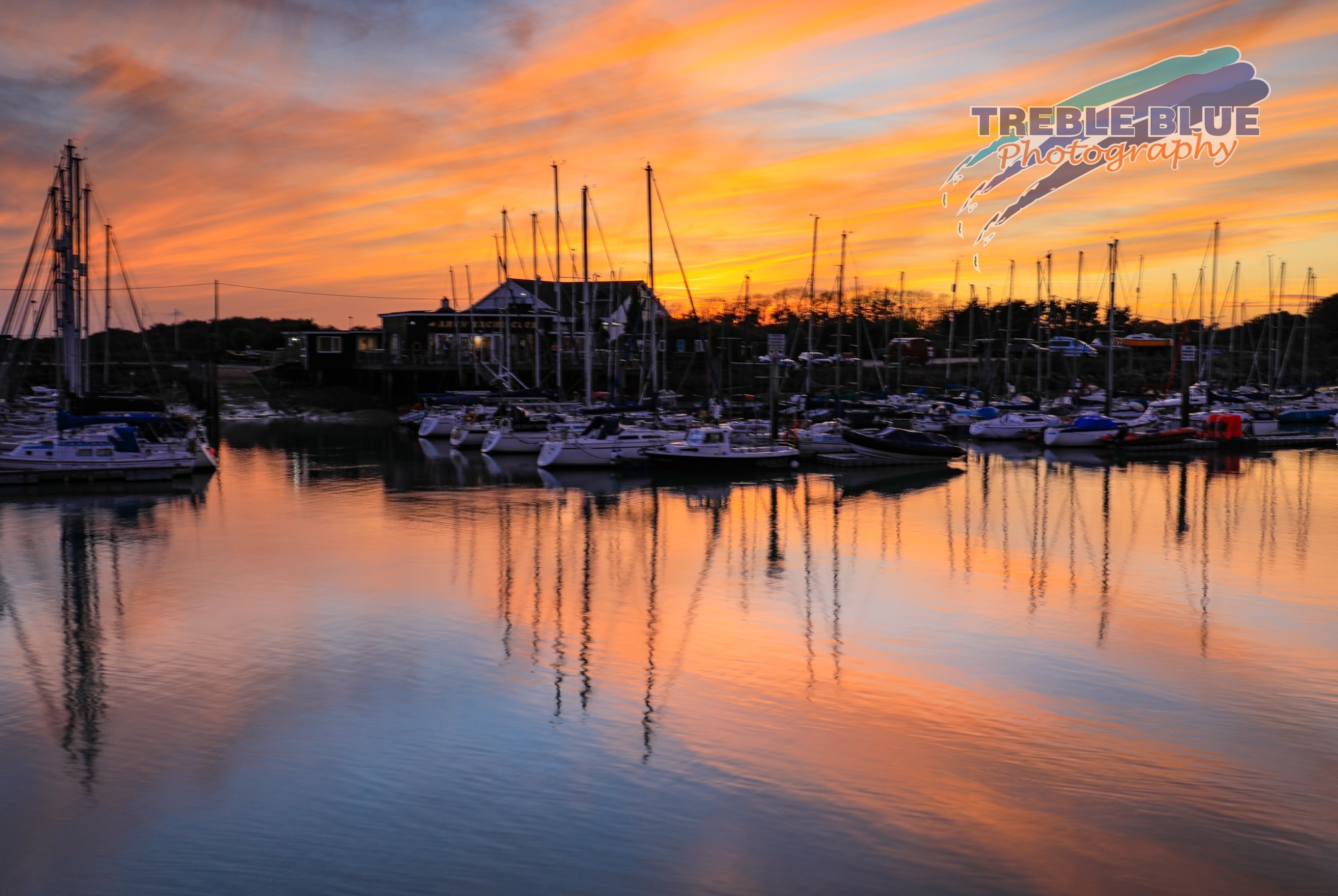 Sunset over the Arun Yacht Club, Littlehampton