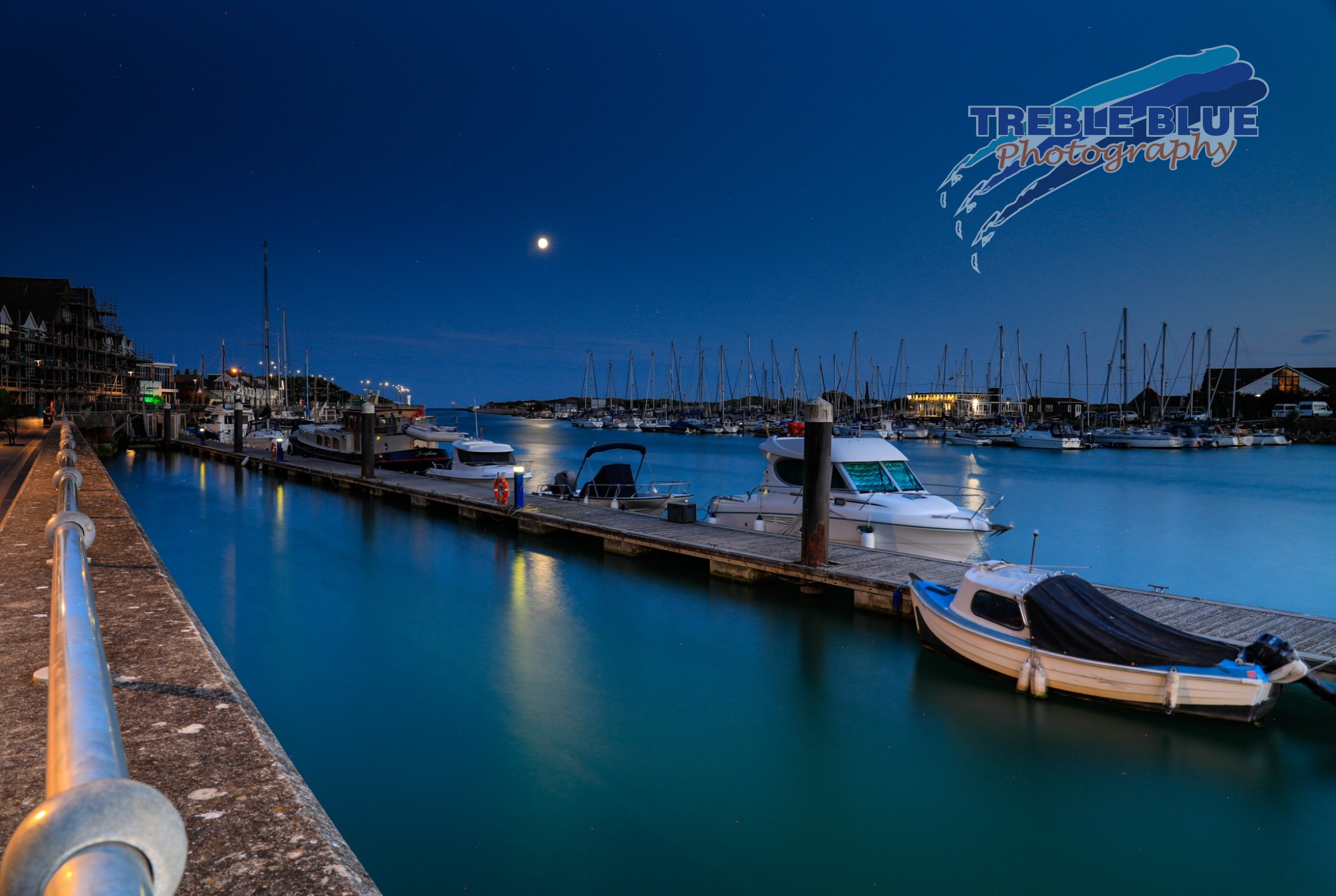 The moonrise over Littlehampton Harbour