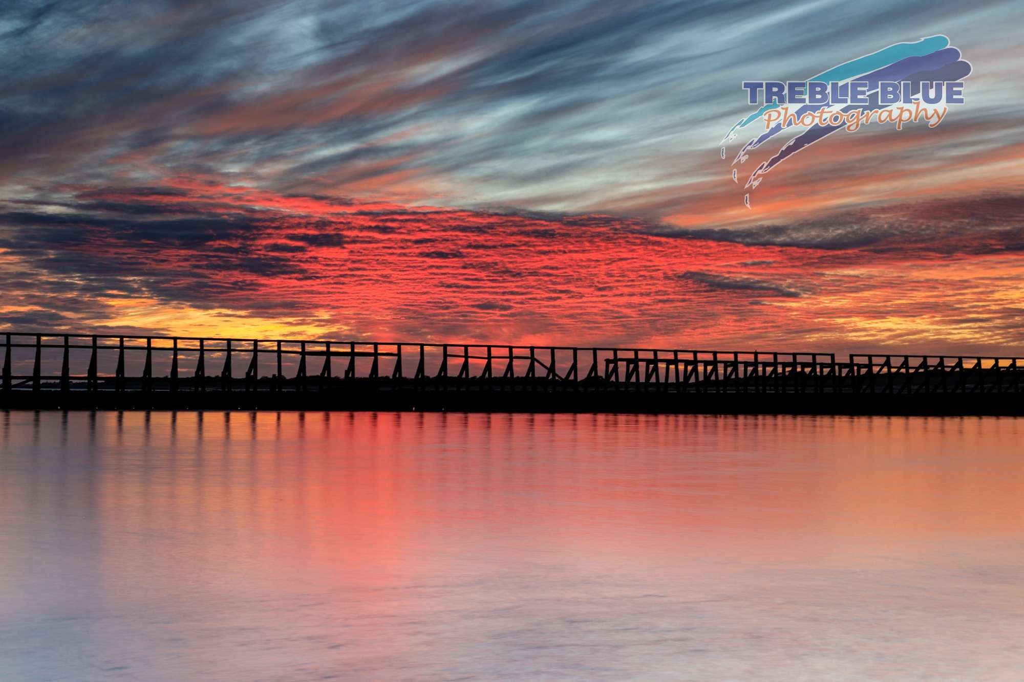 Sunset at low tide, East Beach, Littlehampton - a fairly fleeting moment where t...